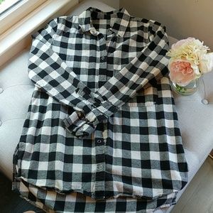 Buffalo check button up tunic top